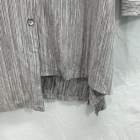 Joseph Ribkoff Tunic Top Womens 14 Striped Button Mother of Pearl Asymmetrical - Picture 5 of 9